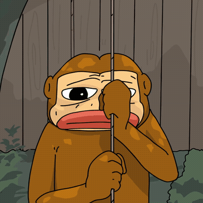 Cartoon Monkey Sitting On Swing In Woods GIF