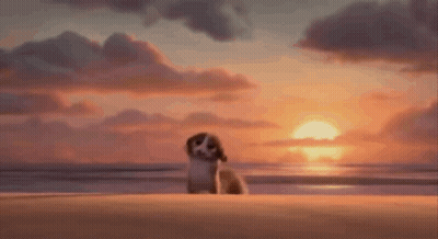 Cartoon Monkey Walking Beach Sunset GIF