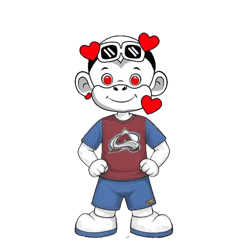 Cartoon Monkey Wearing Colorado Avalanche Shirt Sticker