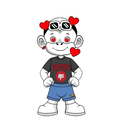 Cartoon Monkey Wearing Sunglasses And Nope Shirt Sticker