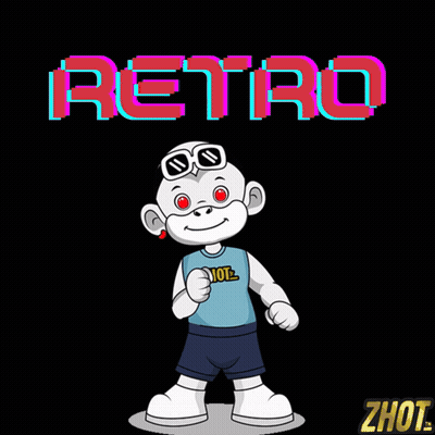 Cartoon Monkey Wearing Sunglasses and Retro Shirt