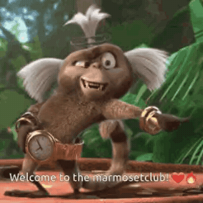 Mono de caricatura con reloj sosteniendo cuchillo GIF