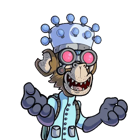 Cartoon Monkey With Crown And Goggles Pointing Sticker