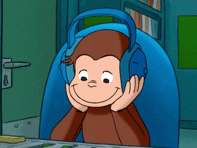 Cartoon Monkey With Headphones Smiling GIF