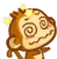 Cartoon Monkey With Star Making Swirl Face Sticker