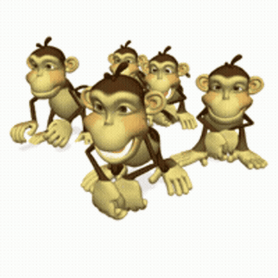 Cartoon Monkeys Walking In Line GIF