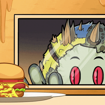 Cartoon Monster And Hamburger GIF