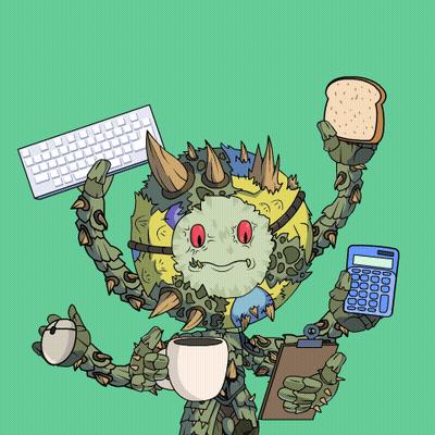 Cartoon Monster Holding Calculator And Keyboard GIF