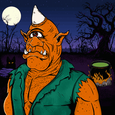 Cartoon Monster Holding Cauldron GIF