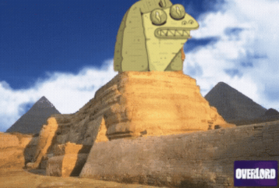 Cartoon Monster On Pyramid With Overlord GIF