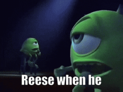 Cartoon Monster Saying Reese Next To Another Monster GIF