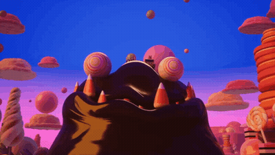Cartoon Monster With Candy Corn On Head GIF
