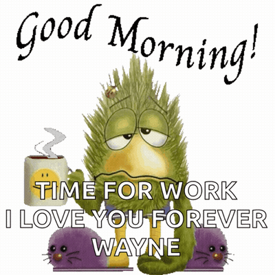 Cartoon Monster With Coffee Good Morning GIF