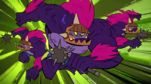 Cartoon Monster With Crown Holding Sword GIF