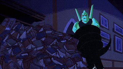 Cartoon Monster With Hood And Crystal On Head GIF