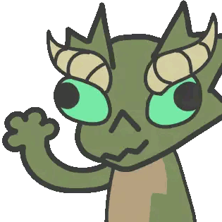 Cartoon Monster With Horns And Green Eyes Sticker