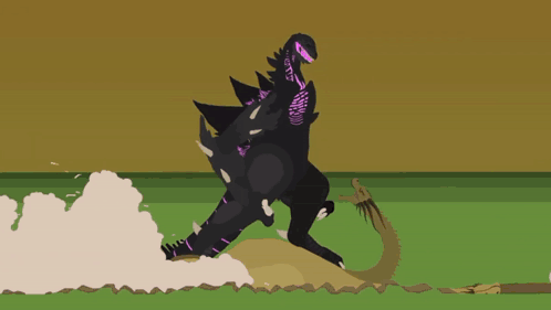 Cartoon Monster With Purple Tail Beam GIF