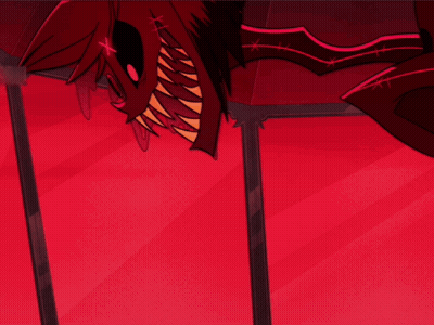 Cartoon Monster With Sharp Teeth Red Background GIF