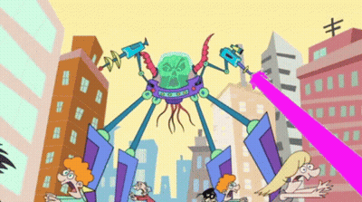 Cartoon Monster With Skull GIF
