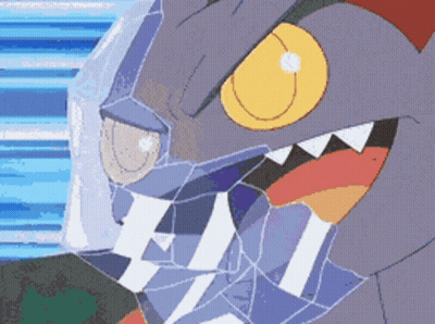 Cartoon Monster With Yellow Eye And Sharp Teeth GIF