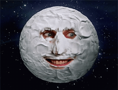 Cartoon Moon Face In Space GIF
