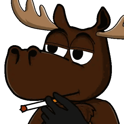 Cartoon Moose Smoking Cigarette With Black Glove Sticker