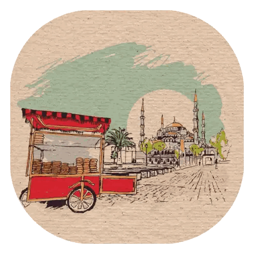 Cartoon Mosque Scene Sticker