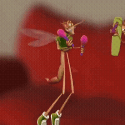 Cartoon Mosquito Holding Purple Object GIF