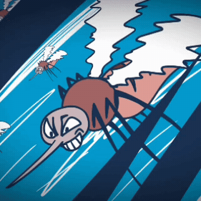 Cartoon Mosquito With Letter M On Face GIF