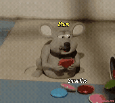 Cartoon Mouse Eating With Maus And Smarties GIF