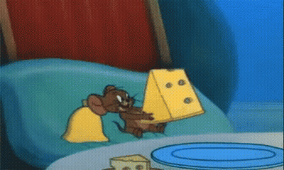 Cartoon Mouse Holding Cheese GIF