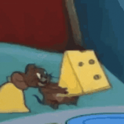 Cartoon Mouse Holding Cheese In Mouth GIF