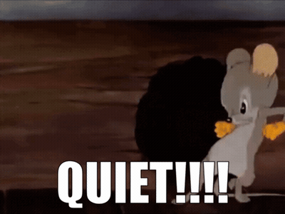 Cartoon Mouse Holding Cheese Saying Quiet GIF