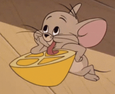 Cartoon Mouse Holding Lemon Slice GIF