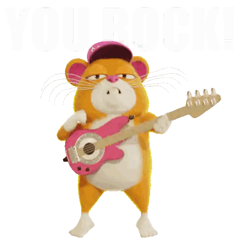 Cartoon Mouse Holding Pink Guitar Sticker