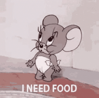Cartoon Mouse In Diaper Saying I Need Food GIF