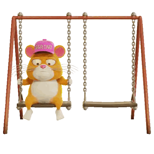 Cartoon Mouse In Pink Hat Sitting On Swing Sticker