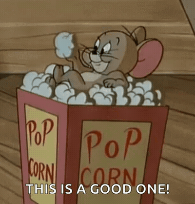 Cartoon Mouse In Popcorn Box Saying This Is A Good One GIF