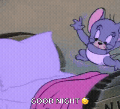 Cartoon Mouse Jumping Out Of Bed Good Night GIF