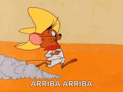 Cartoon Mouse Running In Sombrero And Red Scarf GIF