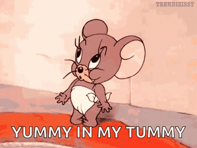 Cartoon Mouse Saying Yummy In My Tummy GIF
