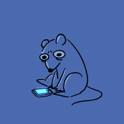Cartoon Mouse Sitting Next to Cell Phone
