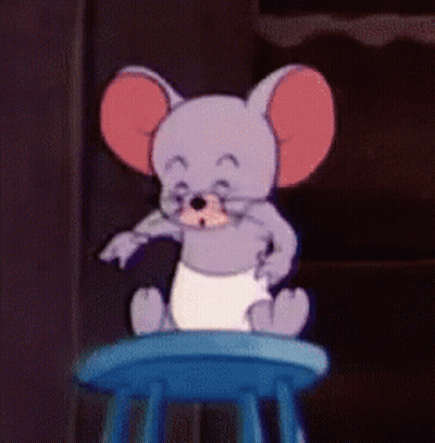 Cartoon Mouse Sitting On Blue Chair GIF