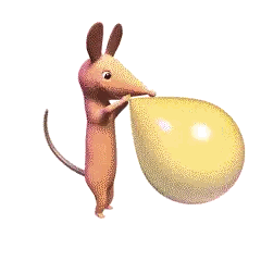 Cartoon Mouse Standing On Blue Ball Sticker