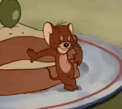 Cartoon Mouse Standing On Plate With Sandwich GIF
