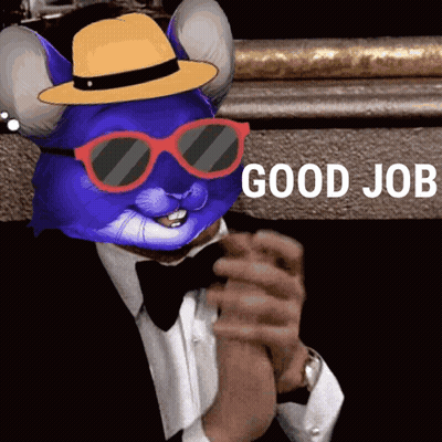 Cartoon Mouse Wearing Hat And Sunglasses Says Good Job GIF