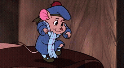 Cartoon Mouse Wearing Scarf And Hat GIF