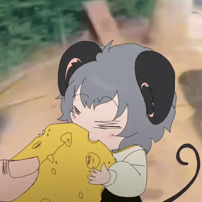 Cartoon Mouse With Horns Holding Cheese GIF
