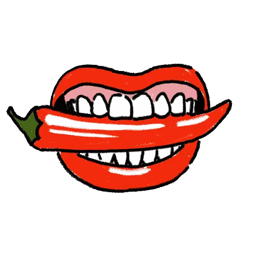 Cartoon Mouth With Red Pepper Sticker