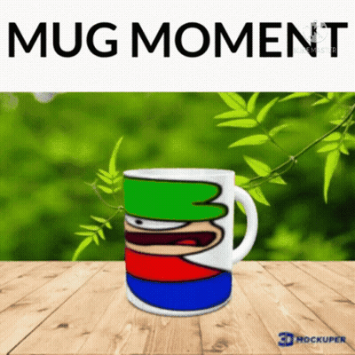 Cartoon Mug On Wooden Table Says Mug Moment GIF